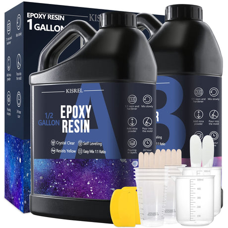 Epoxy Resin 1Gallon - Crystal Clear Epoxy Resin Kit - No Yellowing No Bubble Art Resin Casting Resin for Art Crafts, Jewelry Making, Wood & Resin KISREL