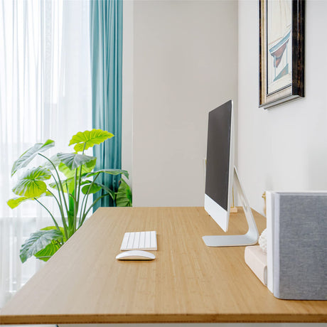 FLEXISPOT E8 Dual Motor 3 Stages Bamboo Electric Standing Desk 60x30 Inch Oval Leg Whole-Piece Board Height Adjustable Desk Electric Stand Up Desk FLEXISPOT