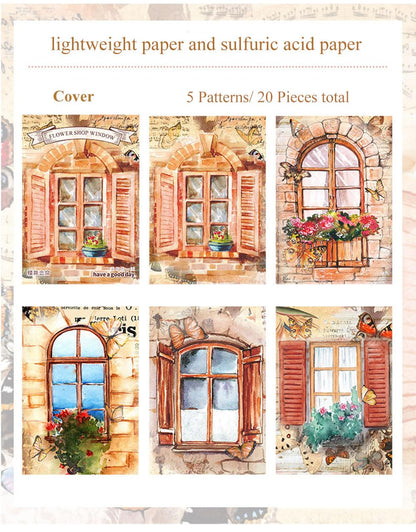 MAFELOE Scrapbook Supplies 6 Packs, 20 Pieces Each, Junk Journal Kit Decoupage Paper Scrapbook Paper Materials-Door&Window Flower - WoodArtSupply