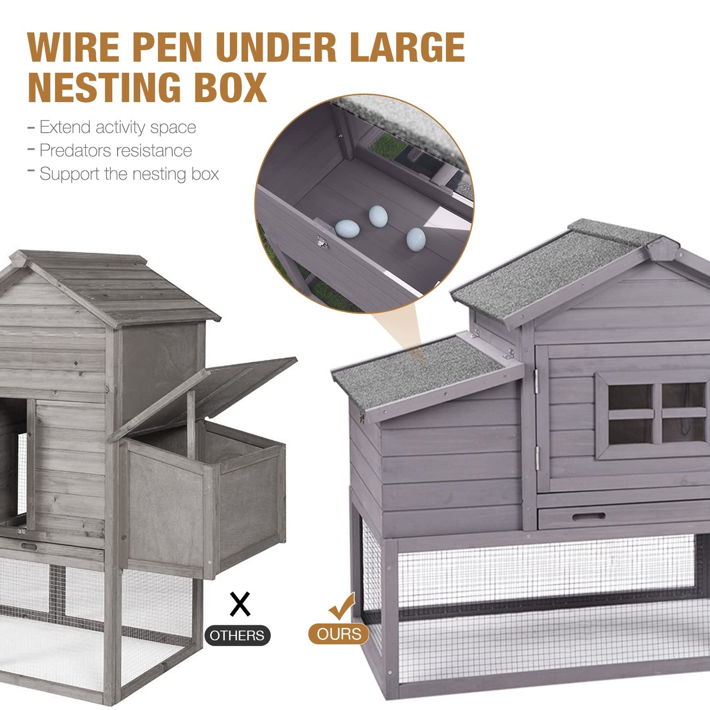 Chicken Coop 69" Chicken House with Large Nesting Box Outdoor Rabbit Hutch with UV Proof Roof,Waterproof