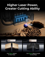 xTool S1 All-in-one Enclosed Laser Cutter and Engraver Machine with Rotary for Tumblers, 40W Laser Power, 419*319mm 600mm/s Batch Process, Laser xTool