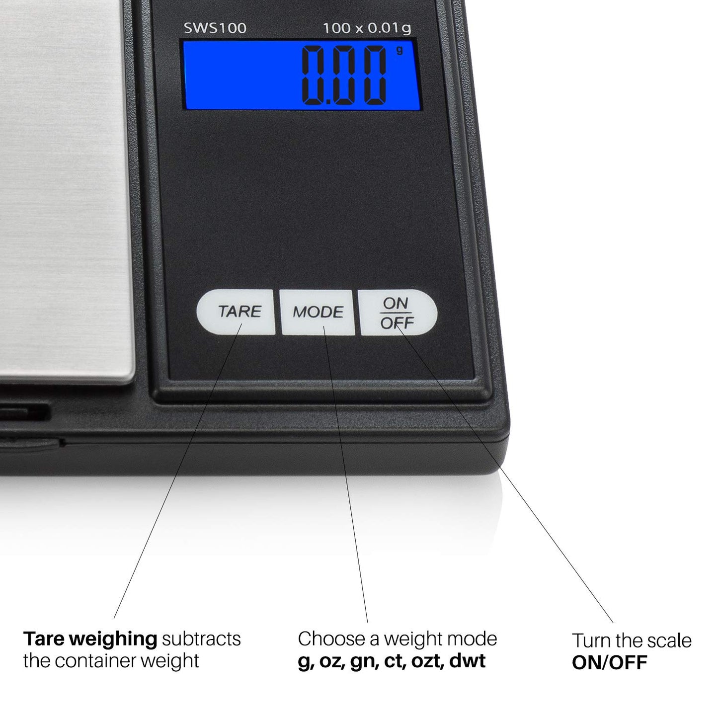 Smart Weigh Digital Pocket Gram Scale,100g x 0.01g Digital Gram Scale, Jewelry Scale, Food Scale, Kitchen Scale Black, Battery Included - WoodArtSupply