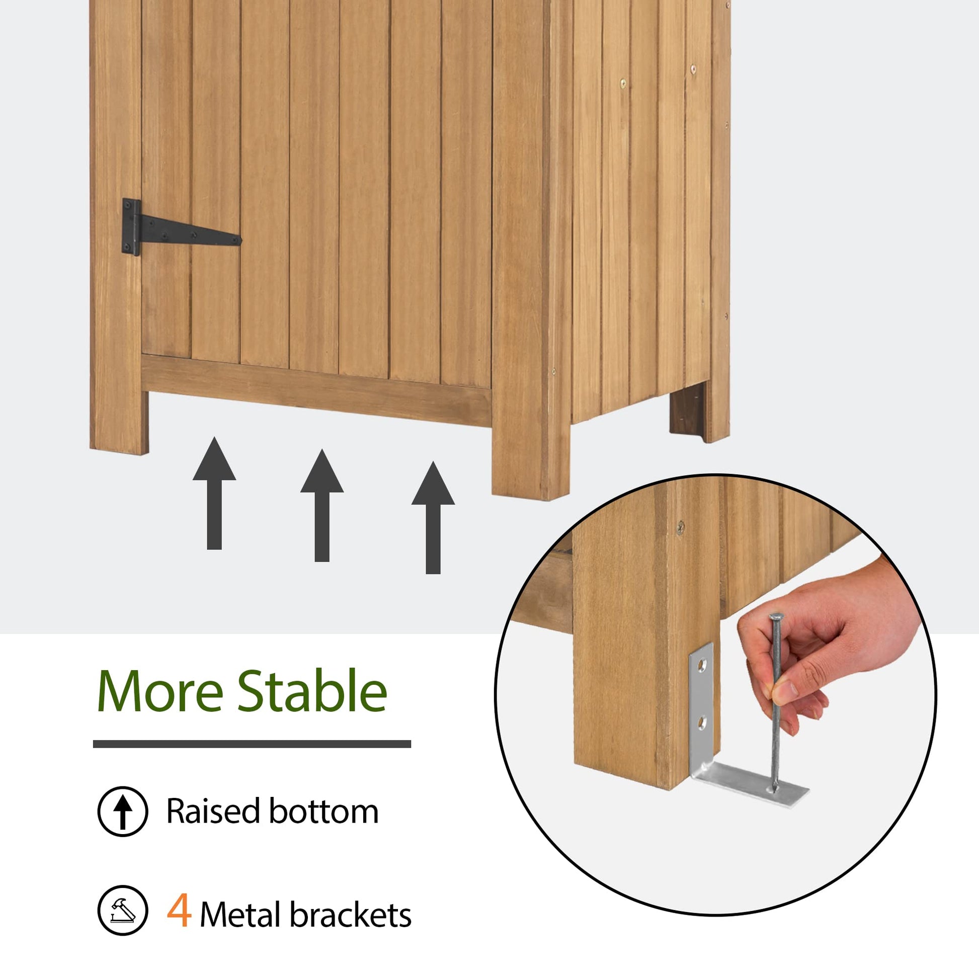 MCombo Outdoor Storage Cabinet Tool Shed Wooden Garden Shed Organizer Wooden Lockers with Fir Wood (70") 0770 (Natural) - WoodArtSupply