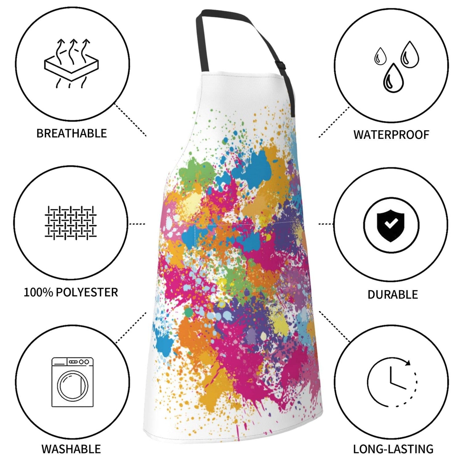 SHAPTOY Painting Artist Apron with 2 Pockets Waterproof Colorful Art Aprons Gifts for Artists Women Men Girls Painters Adults Teachers White Smock SHAPTOY