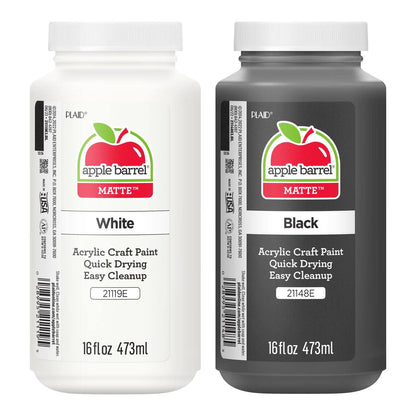 Apple Barrel PROMOABWB Set Featuring 2 White Black Acrylic Paint Colors, 16 Fl Oz (Pack of 2), Multi - WoodArtSupply