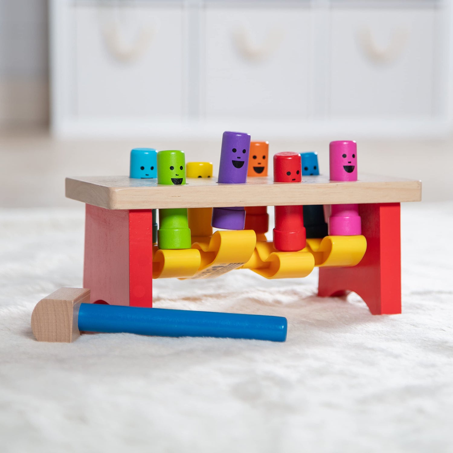 Melissa & Doug Deluxe Pounding Bench Wooden Toy With Mallet - STEAM Toddler Toy Melissa & Doug