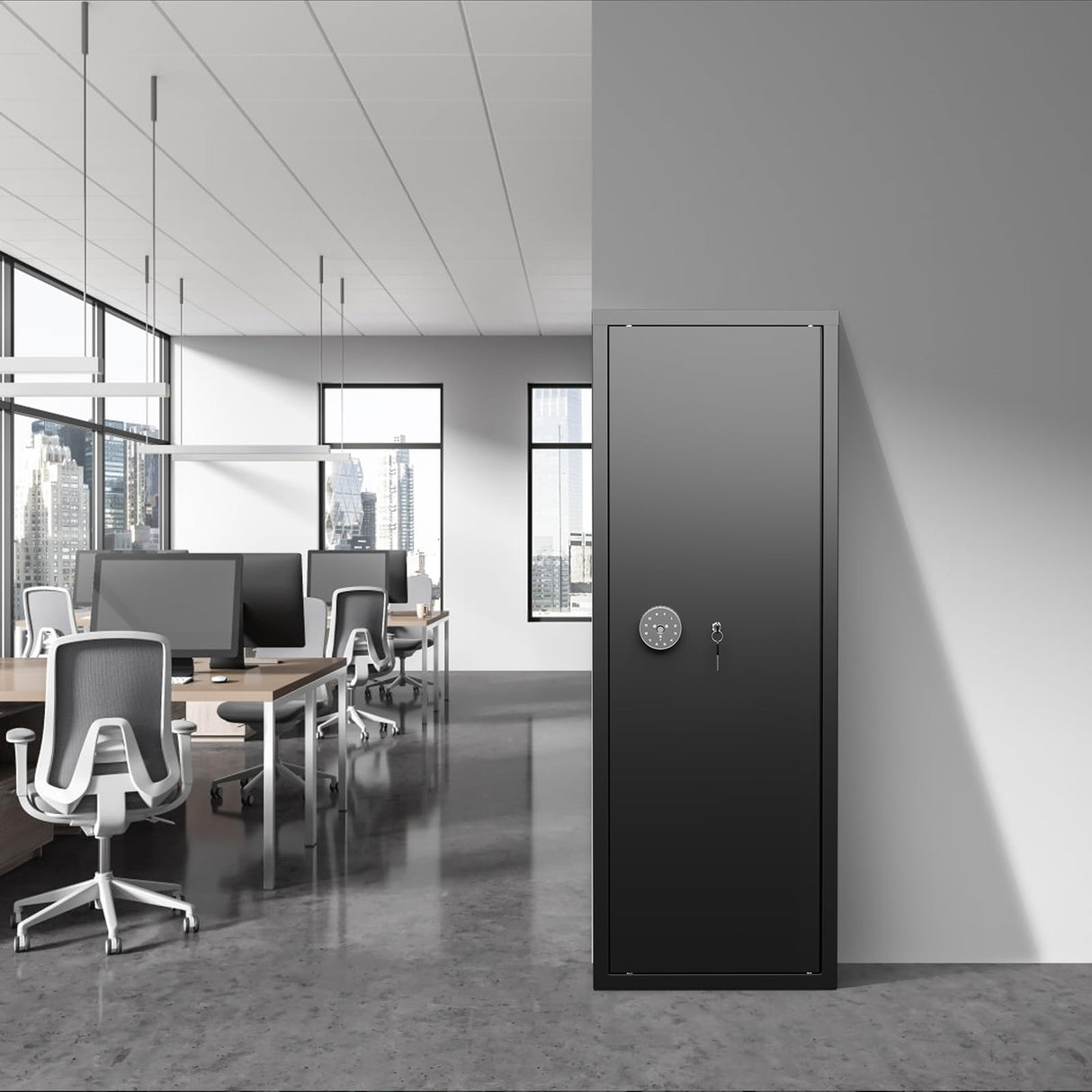 INTERGREAT Fingerprint 10-12 Rifle Gun Safe, Gun Safes for Home Rifle and Pistols, Quick Access Gun Cabinets for Rifles and Shotguns with Pockets, INTERGREAT