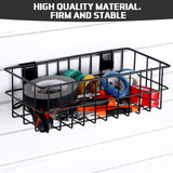 Hicarer 4 Pcs Slatwall Baskets, Large Size Metal Mounted Ventilated Slatwall Baskets Slatwall Panel Hanging Wire Basket Slatwall Accessories for Hicarer