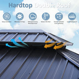 Aoxun 10' x 12' Gazebo, Wooden Finish Coated Aluminum Frame Canopy with Dual-Layer Galvanized Steel Hardtop Top, Outdoor Metal Pavilion with Privacy Aoxun