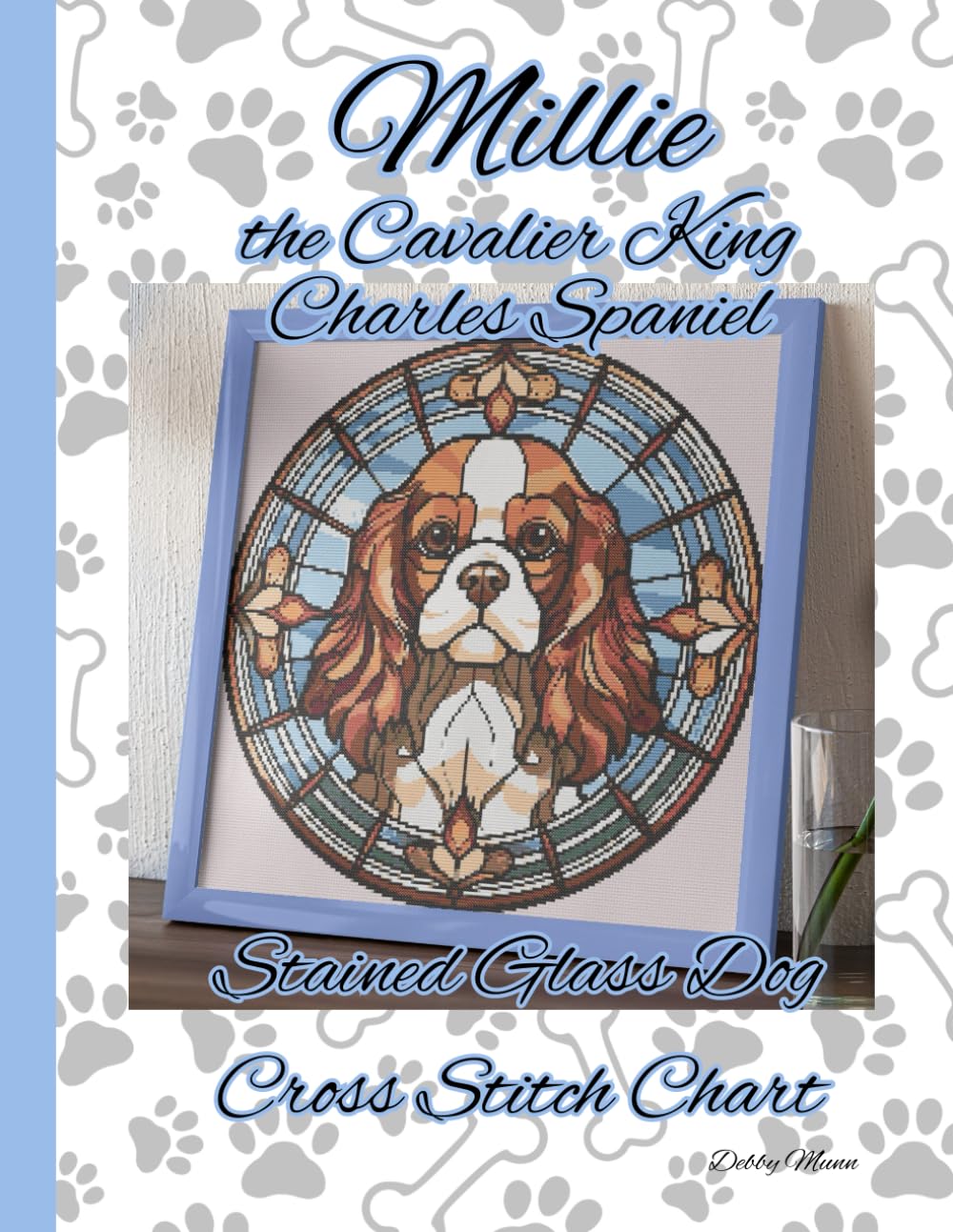 Millie the Cavalier King Charles Spaniel: Stained Glass Dog Cross Stitch Chart WoodArtSupply