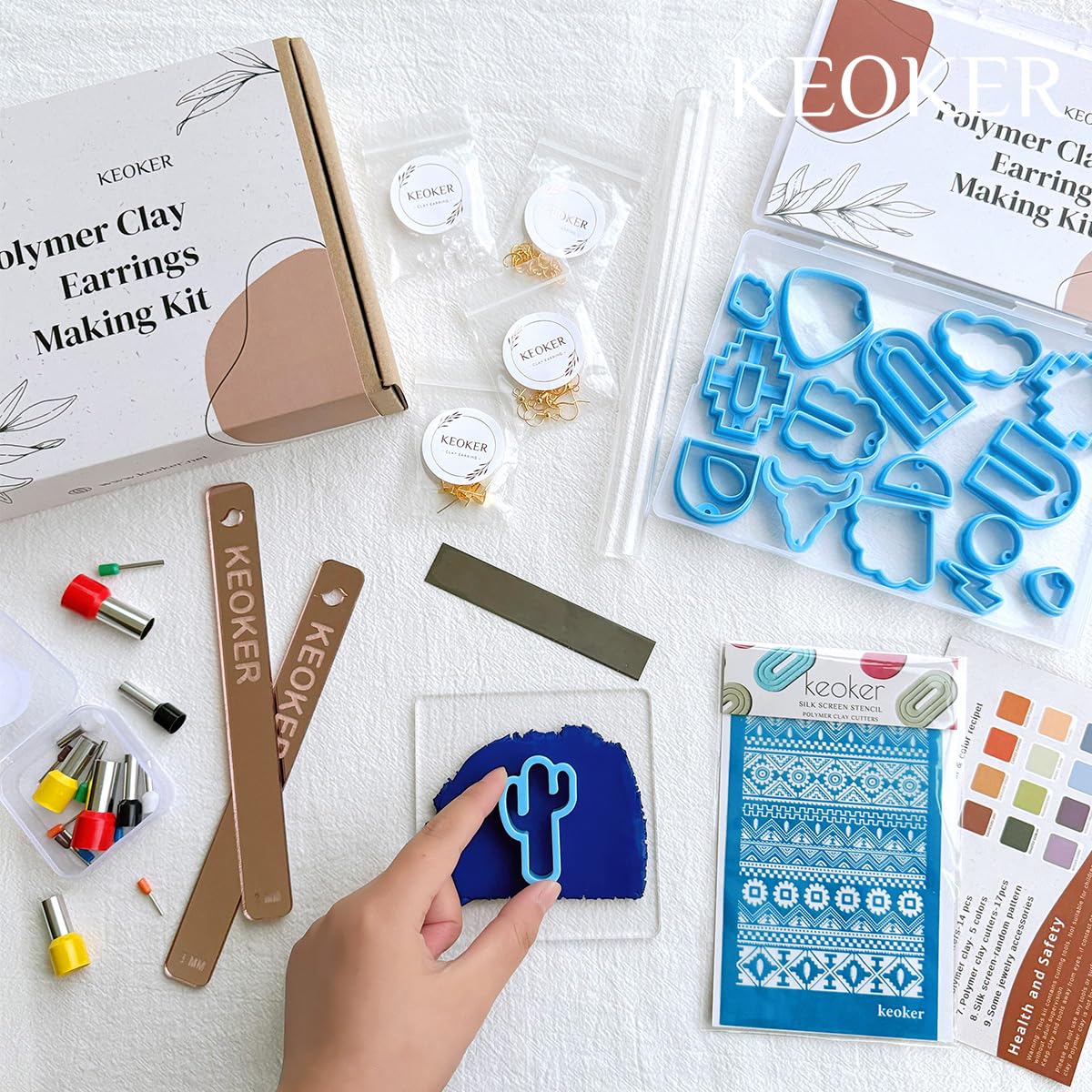 Keoker Polymer Clay Jewelry Making Kit, 103 PCS Clay Earring Making Kit for Teens and Adults, Fashion Designer Kits for Girls, Polymer Clay Earrings Keoker