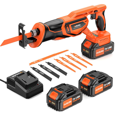 Reciprocating Saw Cordless, Brushless Cordless Reciprocating Saw with 21V 8000mAh Battery, 3000SPM 28mm Reciprocating Stroke, 8 Saw Tool-Free Blade olmlmo