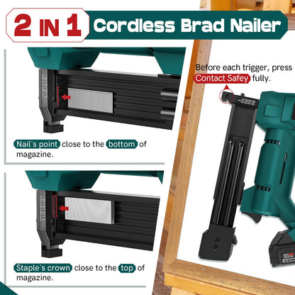 Cordless Nail Gun Battery Powered, NEU MASTER Battery Brad Nailer/Staple Gun NTC0023, 20V Max. 2.0Ah Battery and Charger Included for Upholstery,