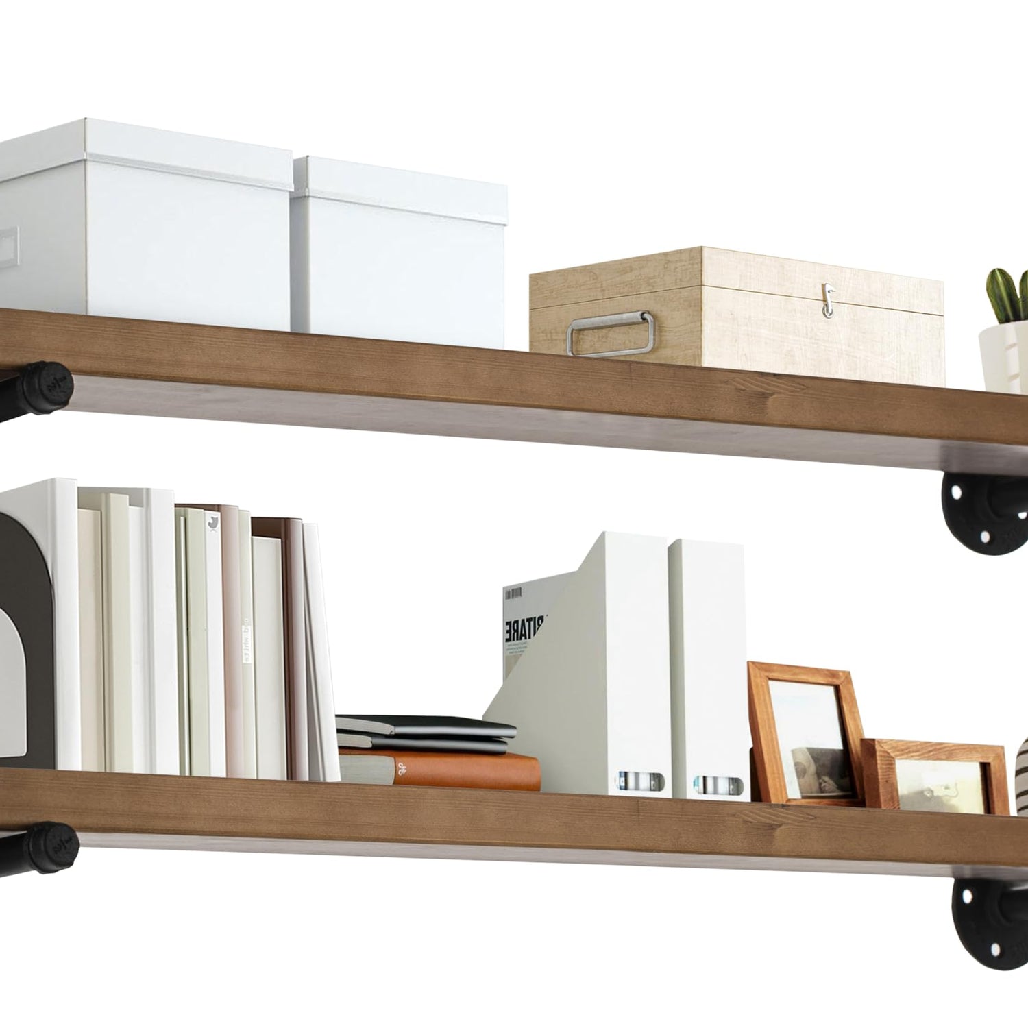 TEN49 Espresso Industrial Pipe Floating Wood Shelf - 36" Rustic Decor TEN49