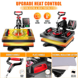 AKEYDIY 5 in 1 Heat Press, 12x15 Heat Press Machine for Tshirts, 360° Swing Away Shirt Press Machine for Sublimation, Multifunction Heat Press AKEYDIY