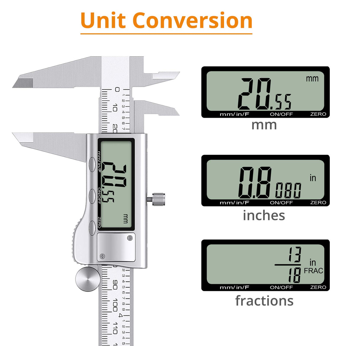 Neoteck 6 inch Digital Caliper, Full-Metal Electronic Calipers Measuring Tool Fractions/Inch/mm Conversion Neoteck