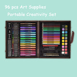 Darnassus Wood Art Set, Art Box & Drawing Kit Color Set, Art Supply Gift For 4-12 Age, Art Kit with Compact Portable Wooden Case, Kid Drawing Set w/ Darnassus