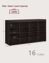 DINZI LVJ Shoe Storage Bench with Cushion, 16-Cubby Shoe Rack, Adjustable Shelves, Multifunctional Shoe Organizer Bench for Entryway, Mudroom, DINZI LVJ