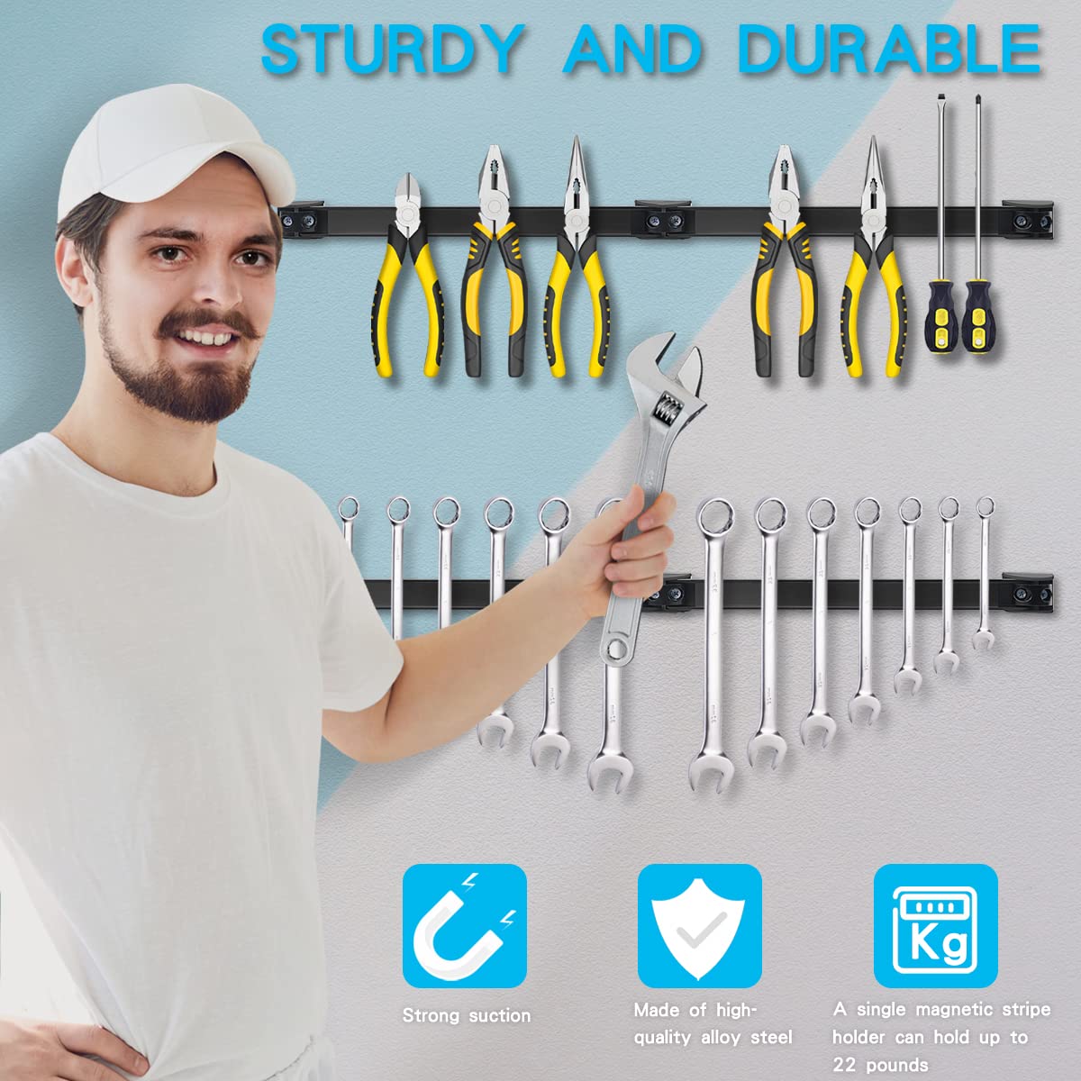 Magnetic Tool Holder Strip - Alloy Steel 5 Pack, Heavy Duty Tool Organizer Magnetic Strip, Tool Magnet Bar For Garage Tool Organization 12 In DGSL