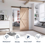 FREDBECK 36in x 84in Wood Barn Door with 6.6FT Barn Door Hardware Kit Included K Shape Solid Spruce Wood Panel Need to Assembly FREDBECK