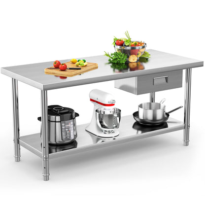 YITAHOME Stainless Steel Table with Drawer, 72" X 24" Work Table with Drawer, Metal Table Prep Table for Home Kitchen Restaurant Garage Warehouse - WoodArtSupply