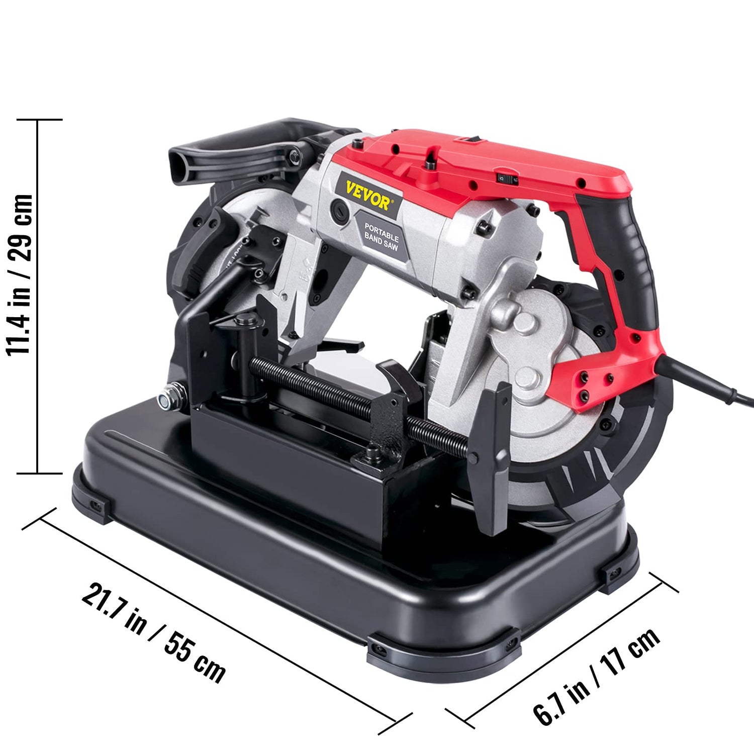 VEVOR Portable Band Saw, 110V Removable Alloy Steel Base Cordless 5 Inch Cutting Capacity Hand held Variable Speed Portable Bandsaw, 10Amp Motor Deep VEVOR