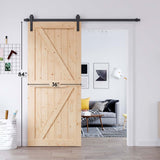 EaseLife 36in x 84in Sliding Barn Wood Door,Interior Doors,DIY Assemblely,Solid Natural Spruce Panelled Slab,Easy Install,Apply to Rooms & Storage EaseLife