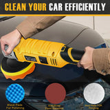 Alloyman Buffer Polisher, 1200W 7 Inch/6 Inch Car Polisher Set, 7 Variable Speed 600-3000 RPM, Car Polishers and Buffers with Detachable Handle for Alloyman