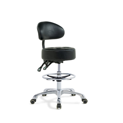 Grace & Grace Height Adjustable Rolling Swivel Tall Stool Chair with Back Support,Heavy Duty Stool with Wheels for Salon,Massage, Factory, Shop,Work - WoodArtSupply