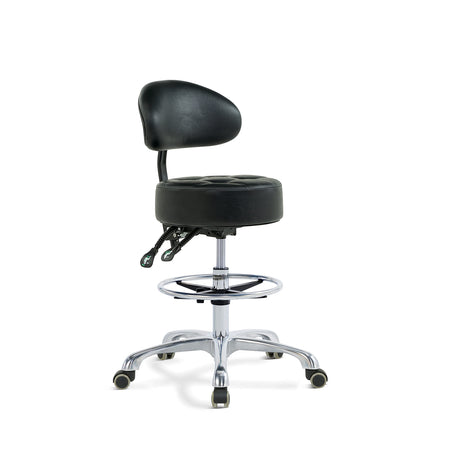 Grace & Grace Height Adjustable Rolling Swivel Tall Stool Chair with Back Support,Heavy Duty Stool with Wheels for Salon,Massage, Factory, Shop,Work Grace&Grace