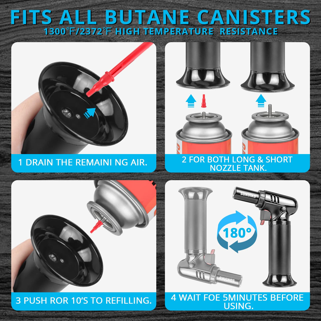 Sondiko Butane Torch with Fuel Gauge S907, Refillable Soldering Torch Lighter with Adjustable Flame for Welding, Resin Art, Industrial(Butane Gas Not Sondiko