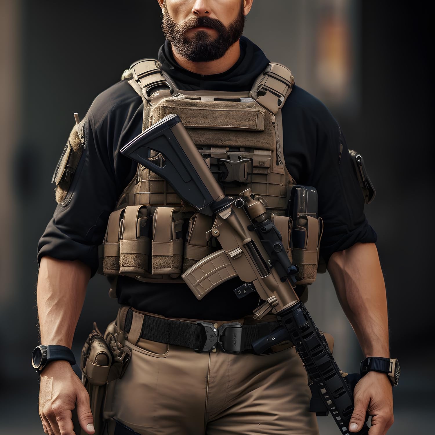 JUKMO Tactical Belt, Military Hiking Rigger 1.5" Nylon Web Work Belt with Heavy Duty Quick Release Buckle (Black, Medium) JUKMO