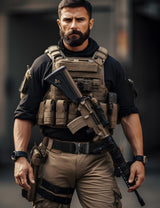 JUKMO Tactical Belt, Military Hiking Rigger 1.5" Nylon Web Work Belt with Heavy Duty Quick Release Buckle (Black, Medium) JUKMO