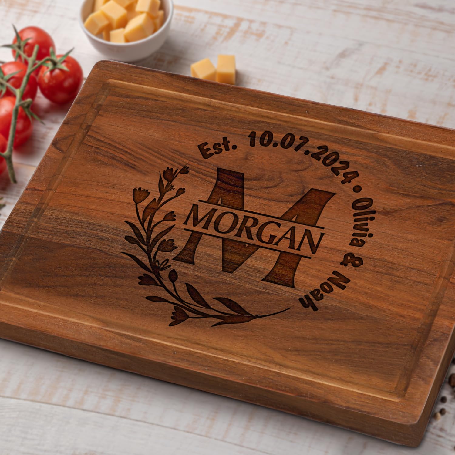 Personalized Wedding Anniversary Registry Gifts, Custom Engraved Cutting Board for Couples, Women, Men, Newly Wedding Gifts Serving Board, Christmas, Kenzal Customized