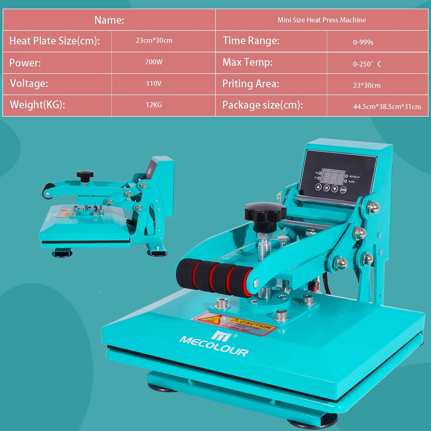 MECOLOUR Heat Press 9 x12 Digital Heat Press Machine Fast Heating, High Pressure Heat Press Machine for T-Shirt, Power Digital Industrial Sublimation - WoodArtSupply