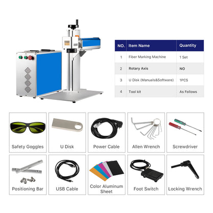 Cloudray 50W Fiber Laser Engraver with Rotary Axis, LightBurn Compatible Laser Engraver with Red Dot Pointer, 7.9x7.9 Solid State Laser Marking - WoodArtSupply