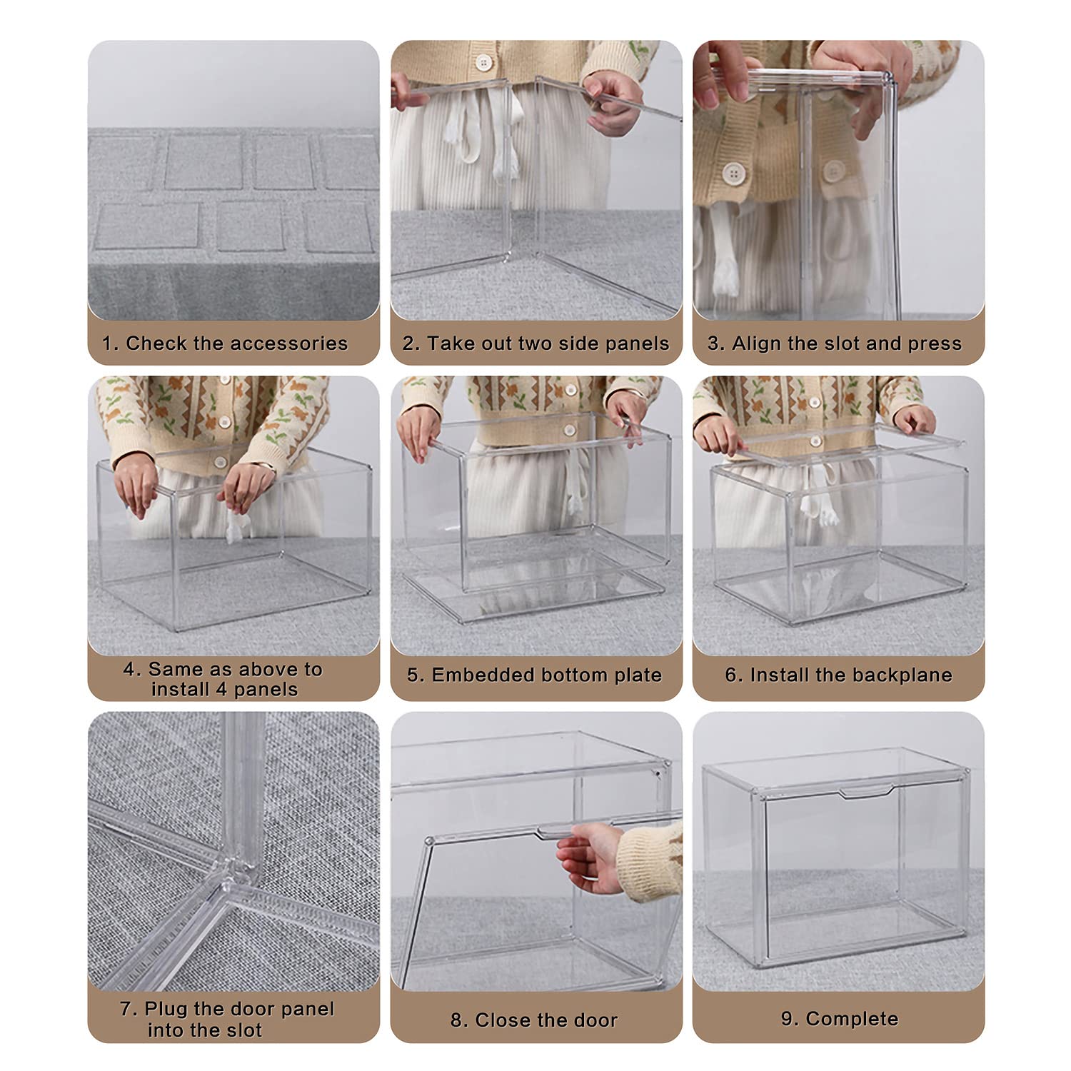 GUDEMAY Clear Stackable Plastic Storage Bins with Magnetic Lid, Dustproof Book & Cosmetic Display Cases, Large Figures Collectibles Showcase, Shoe GUDEMAY