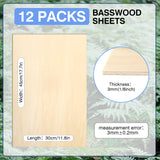 12 Pack Basswood Sheets for Crafts 12x18x1/8 Inch, 3mm Thick Unfinished Plywood for Laser Cutting & Engraving, DIY Ornaments and Architectural Model VKIZA