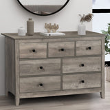 Vikiullf 7 Drawer Dresser - Wooden Bedroom Dresser, Gray Storage Drawers Cabinet for Bedroom, Living Room, Farmhouse Dresser Organizer Vikiullf