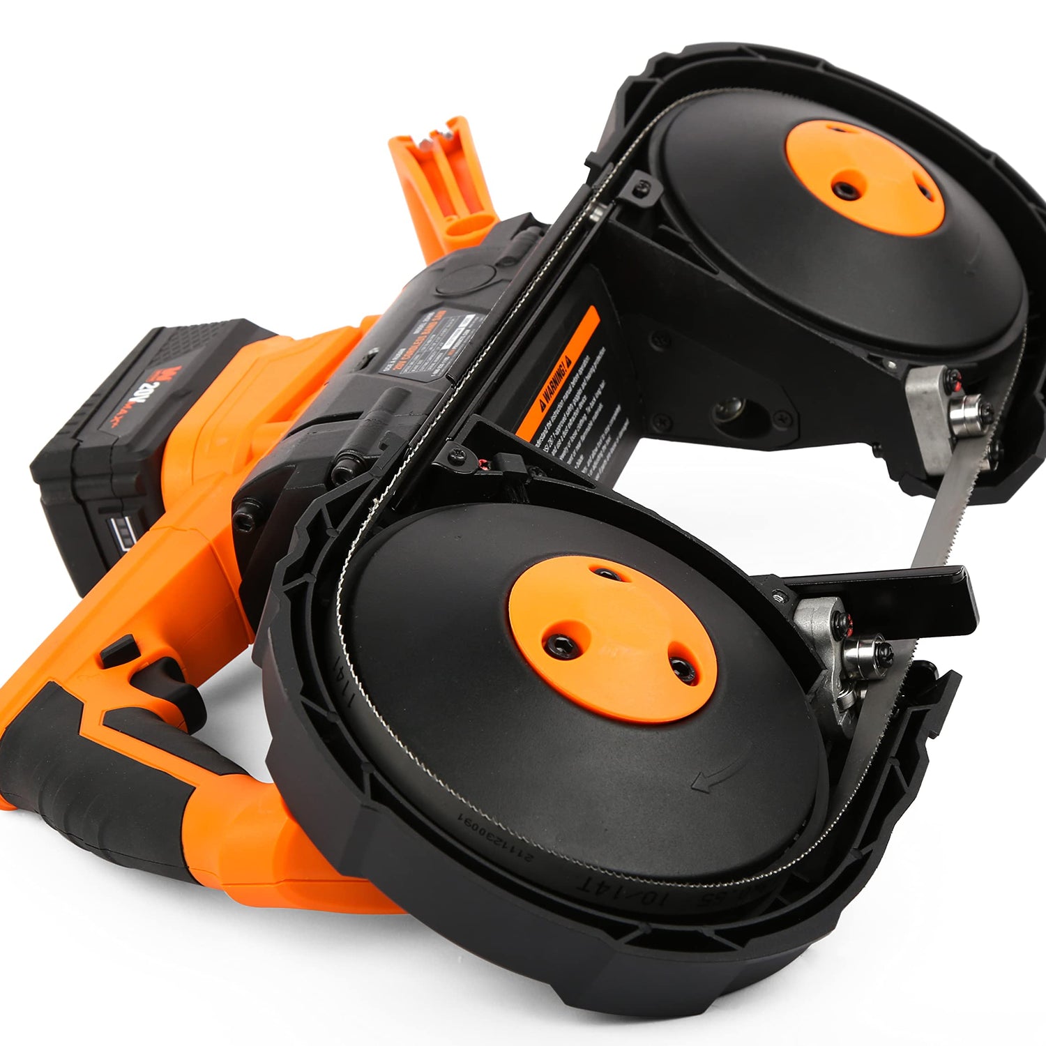 WEN Cordless Portable Bandsaw for Metal with Variable Speed, 20V Max 5.0 Ah Lithium-Ion Battery, and Charger (20496), Black WEN