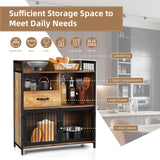 LOKO Buffet Cabinet with Storage, Rustic Kitchen Sideboard Storage Cabinet with Drawer, Credenza Storage Cabinet with Metal Mesh Doors, 31.5 x 14 x LOKO