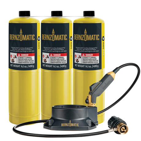 Bernzomatic Map Pro Gas Cylinder 3-Pack with Firepoint Creator Torch Bundle Bernzomatic