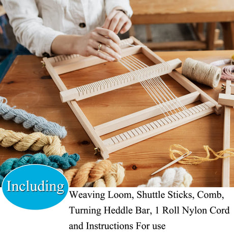 CYCHIRV Weaving Loom Kit, 15.2" H x 9.85" W Wooden Tapestry Looms, Warp Frame Loom Heddle Bar for Weave Board Weaver Tapestry Kids Beginner CYCHIRV