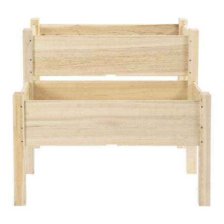Outsunny 34"x34"x28" Raised Garden Bed, 2-Tier Elevated Wood Planter Box for Backyard, Patio to Grow Vegetables, Herbs, and Flowers, Natural Outsunny