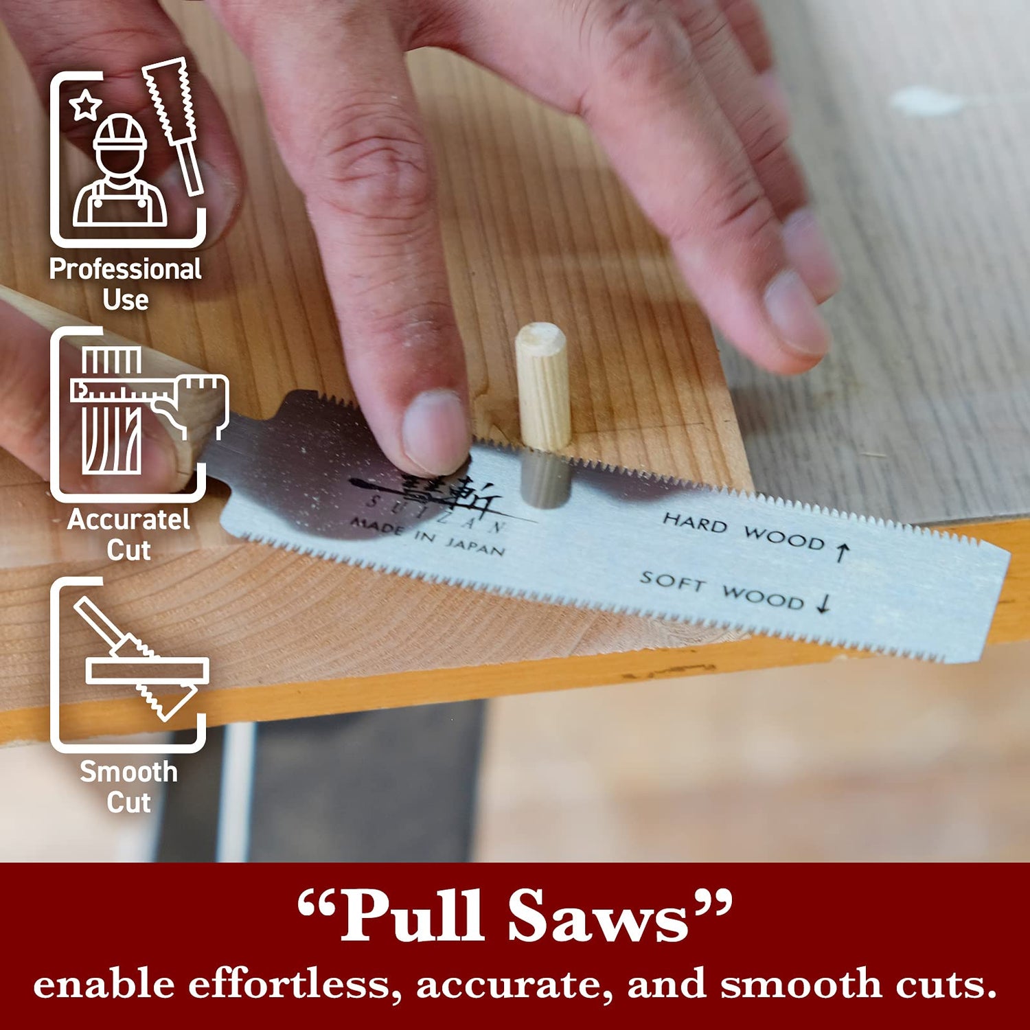 SUIZAN Japanese Flush Cut Saw Small Hand 5 Inch Pull for Hardwood and Softwood Woodworking tools Trim SUIZAN