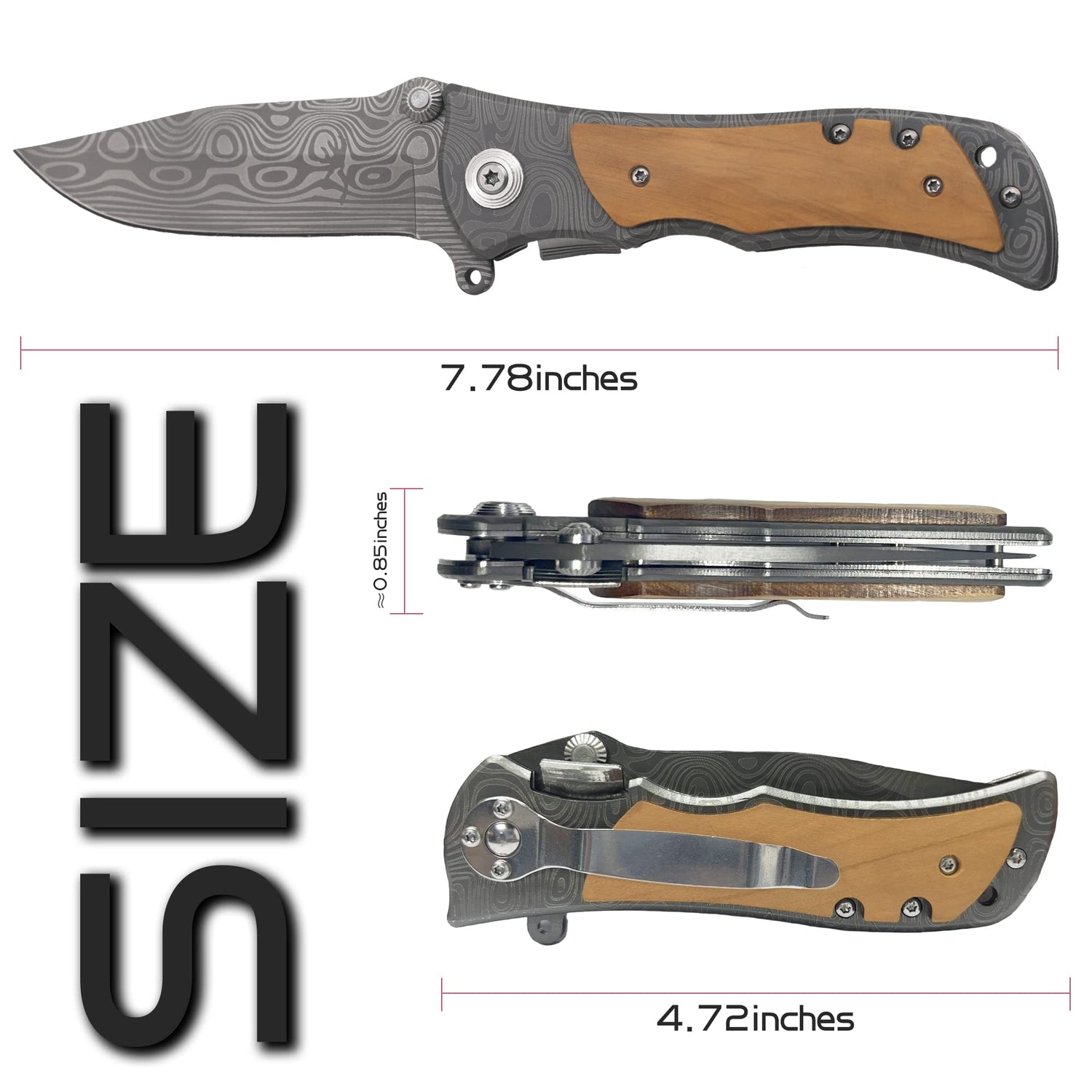 XJF 10 Years Anniversary Wedding Engraved Wood Pocket Knife Gift, 10 Years Tin Wedding for Men, 10 Years Anniversary Present for Husband XJF