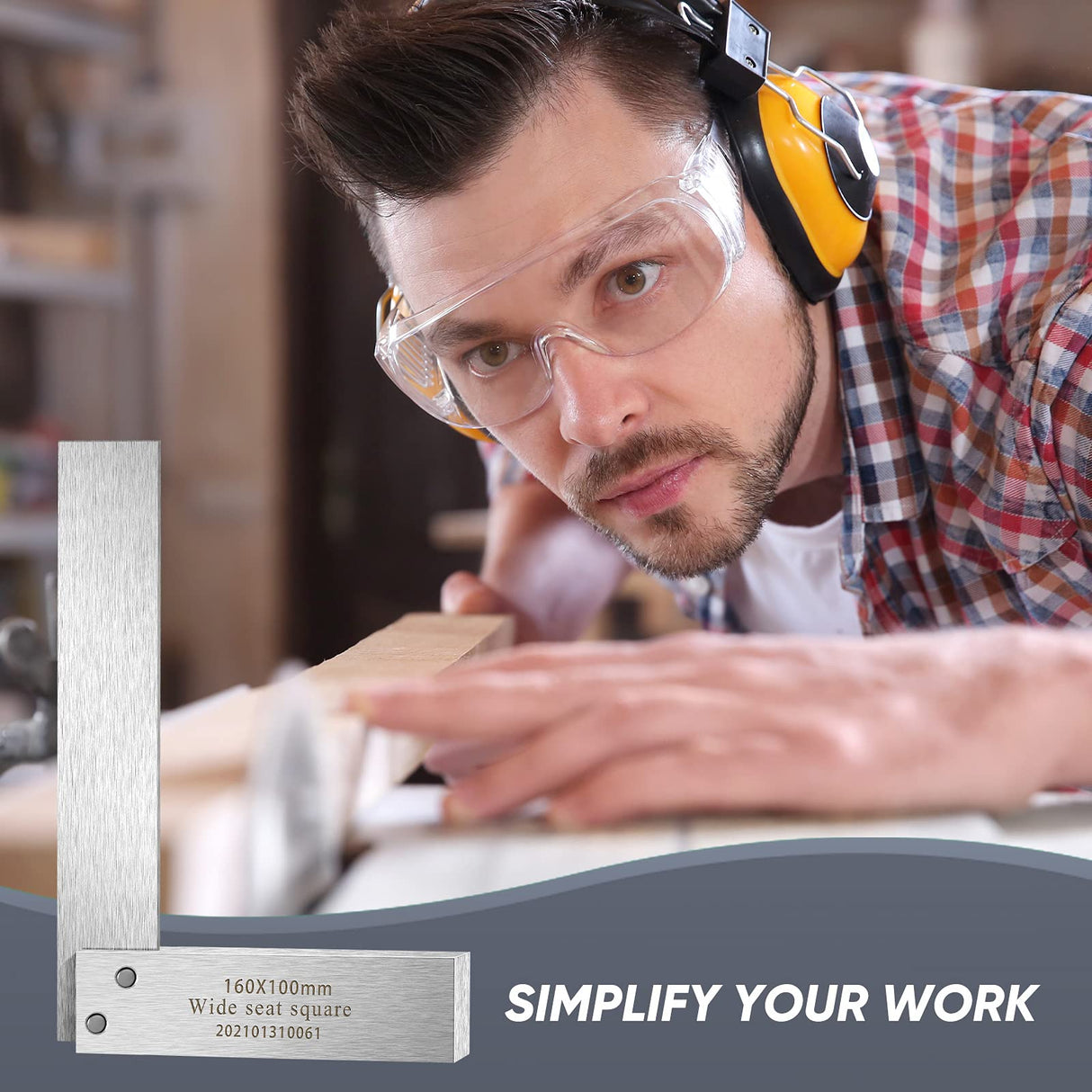 Machinist Square Set, 2, 3, 4 and 6 Squares Machinist Square Mechanical Engineer Steel Square High Precision 90 Degree Wide Base Square Tool L-type Frienda