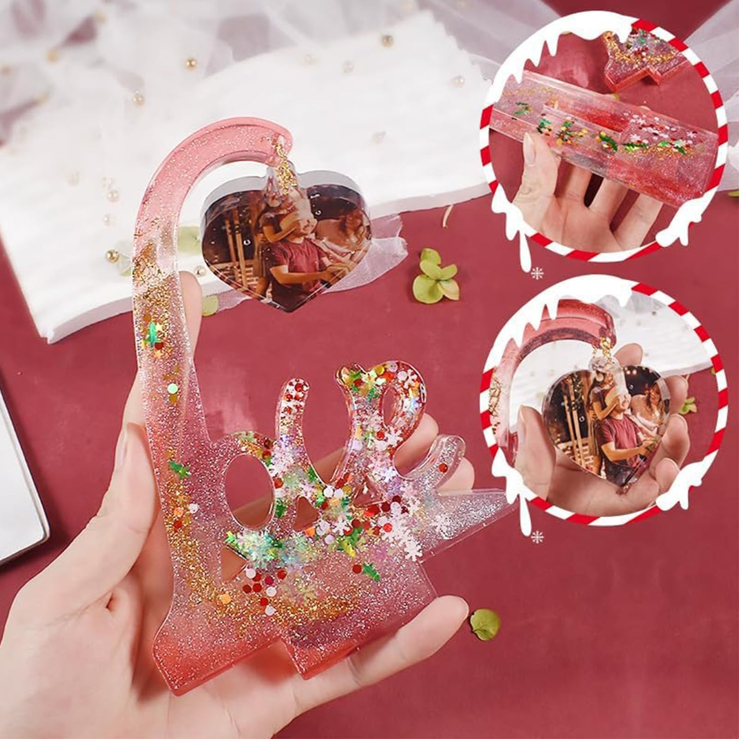 Love Photo Frame Resin Molds Epoxy Resin Picture Frame Mold Handmade Silicone Mold Resin Casting Molds for DIY Valentine's Day Gifts Ornament Crafts OMDBAGD