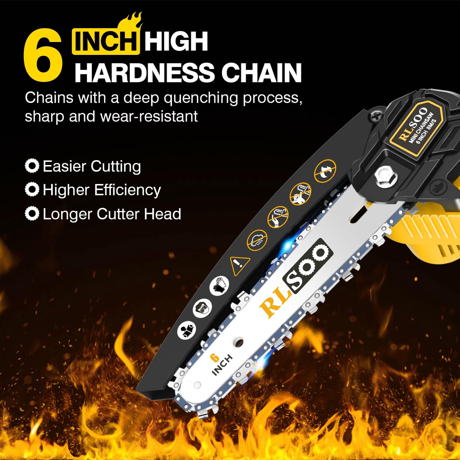 Mini Chainsaw, RLSOO 6-Inch Electric Chainsaw Cordless, Portable Small Handheld Chain Saw for Wood Cutting, Tree Trimming, Courtyard, Household, and RLSOO