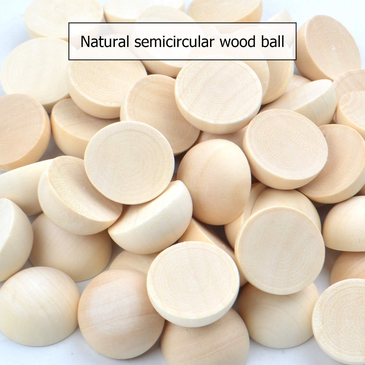 50 Pieces 25mm Natural Half Wooden Balls Decration Split Beads for DIY Projects Crafts Kids Toy